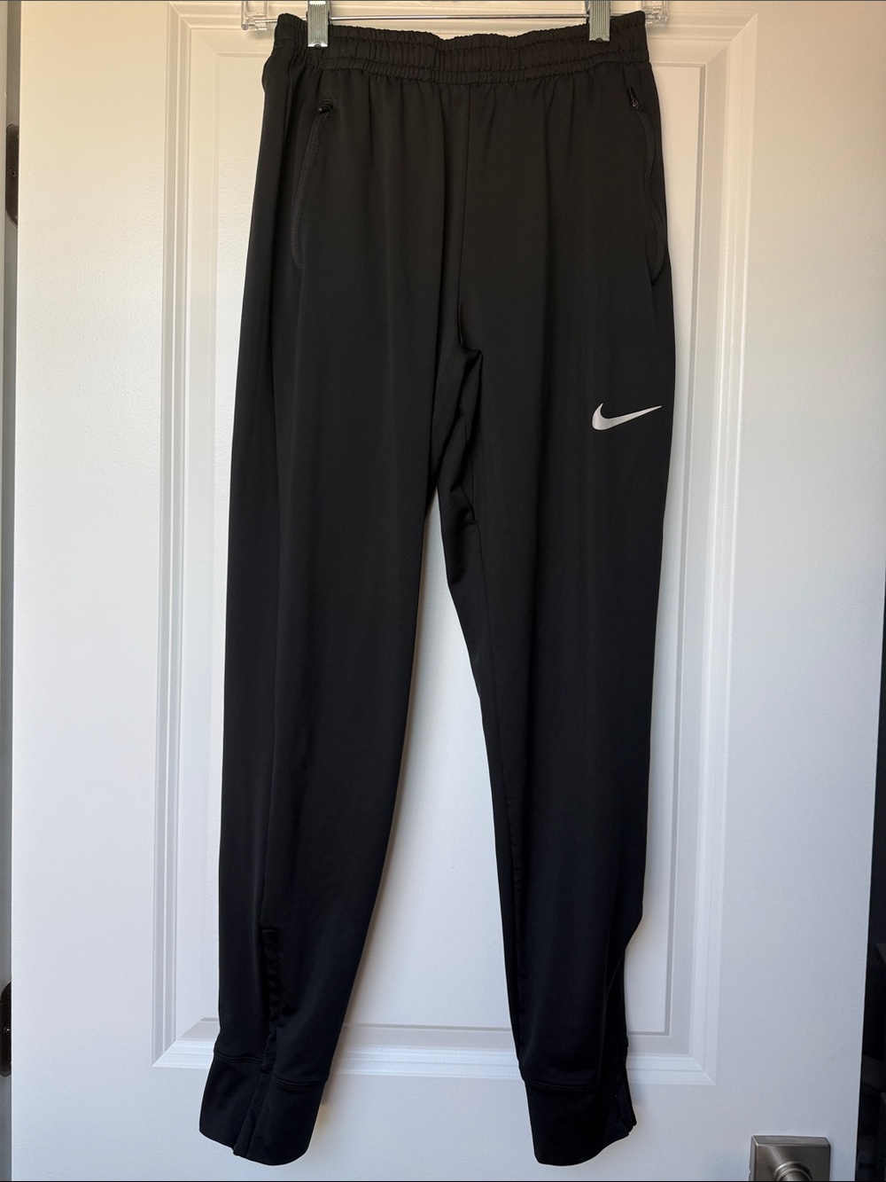 Nike Men’s Black Track Pants with White Swoosh Size Small